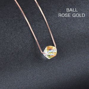 Sinleery Shine Star Cube Bal Teardrop Crystal Ketting Rose Goud Zilver Kleur Choker Ketting Vrouwen Accessoires Sieraden XL042 Ssa