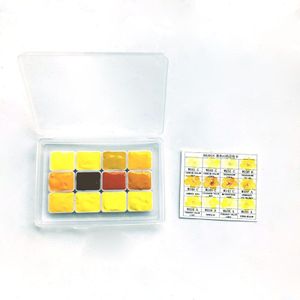 Geel Serie 12-Kleur Mini Box Pakket Voorjaar Bloem Aquarel Verf Distributie Schijf 0.5 Ml/1 Ml/ 2 Ml Sub-Pakket