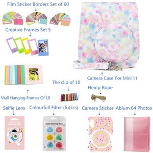 Caiul Accessorie Kit Compatibel Met Fujifilm Instax Mini 11 Instant Film Camera Inbegrepen Case En Meer-Blauw-Roze-Bloem