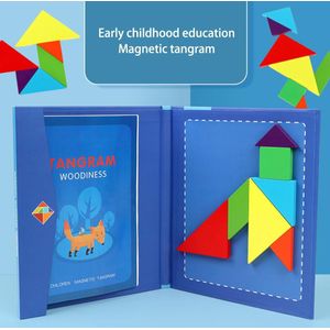 Magnetische Tangram Spel Puzzel Reizen Games Jigsaw Kleurrijke Boek Vorm Educatief Speelgoed Voor Baby Peuters Kids