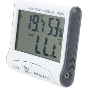 Lcd Digitale Thermometer Hygrometer Vochtmeter En Bedrade Temperatuur Met Externe Sensor Wit