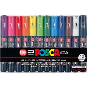 Uni-Posca Verf Marker Pen-Extra Fine Point-Set Van 12 (PC-1M12C)