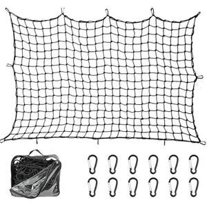 Super Duty Bungee Bagagenet Voor Truck Bed Rekt Om 12 D Clip Karabijnhaken | Kleine Mesh Houdt Kleine En grote Ladingen Strakker