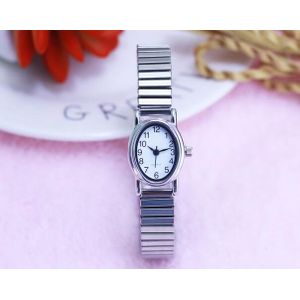 stijl oude vrouwen moeder flexibele elastische band quartz horloge dames mode eenvoudige rvs elektronische horloges