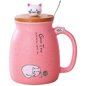 Japanse Stijl Retro Kat Melk Fles Keramische Mok Keramische Mok Koffie Met Lepel/Deksel/Cup Handvat Kat Keramische mok
