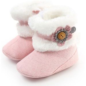 Pasgeboren Baby Baby Meisjes Winter Warm Bloemen Fur Mid-Kalf Lengte Slip-On Harige Laarzen Peuter Zachte zolen Schoenen 0-18M