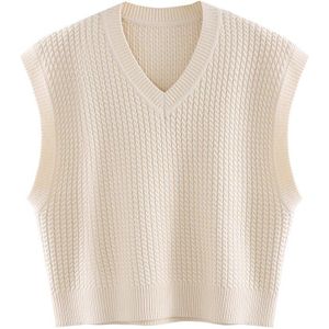 Trui Vest Vrouwen Wit Bolero Casual Losse Geribbelde Eenvoudige Elegante Womens Truien Alle-Wedstrijd Lente Preppy Bovenkleding Chic