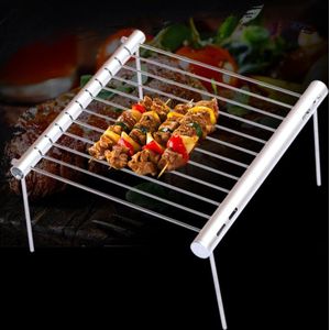 Draagbare Roestvrij Staal Bbq Grill Outdoor Opvouwbare Mini Pocket Barbecue Accessoires Voor Thuis Park Gebruik Rookloze Indoor Grill