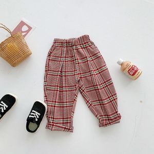 Meisjes Broek Peuter Meisje Vallen Kleren Casual Raap Broek Plaid Broek Losse Katoenen Mode Leggings Baby Jongens 2-8Y