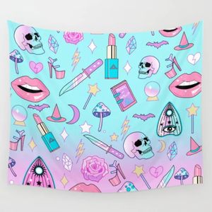 Girly Pastel Goth Heks Patroon Wandtapijten Wall Decor Wall Art Dekbed Gordijn Deken Beddengoed Laken Handdoek Gooien Meubels