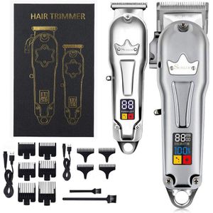 Full Metal Combo Kit Tondeuse Professionele Oplaadbare Baard Haar Trimmer Krachtige Elektrische Haar Snijmachine Lithium