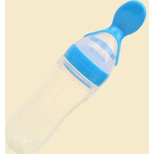 Veiligheid Babyvoeding Fles met Lepel Feeder Voedsel Rijst Melk Voeden Siliconen Zuigeling Granen Fles 90ML