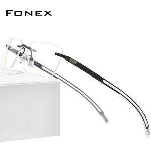 FONEX Randloze Bril Frame Mannen Recept Vierkante Brillen Frameloze Siliconen Schroefloos Bijziendheid Optische Brillen F1003