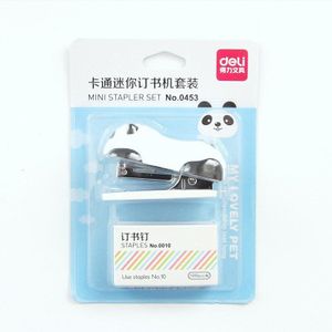 6Set Cartoon Mini Handleiding Nietmachine 1000Pcs Zilveren No.10 Nietjes Leuke Panda Engrapadora Kantoor School Binding Levert H6784