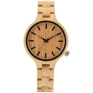 Handgemaakte Creatieve Bamboe Hout Horloge Vrouwen Analoge Quartz Horloge Dames Volledige Houten Relojes Mujer 264701