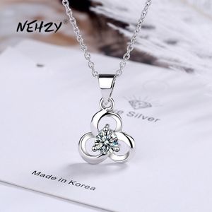 Nehzy 925 Sterling Zilveren Vrouw Mode Sieraden Crystal Zircon Bloem Hanger Ketting Lengte 40 + 3.5Cm