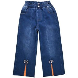 Korea Tiener Meisje Kleding Jeans Winter Denim Broek Plus Fluwelen Warme Bodems Broek Ruche Taille Fleece Grote Meisje Kidaby Kid jeans