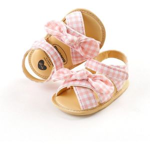Baby Girls Sandals Summer Bow Plaid Breathable Anti-Slip Toddler Infant Soft Soled Shoes 0-18M1
