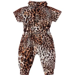 Kids Baby Meisjes Luipaard Rompertjes Outfits Korte Mouw Turn Down Kraag Zomer Jumpsuits Broek