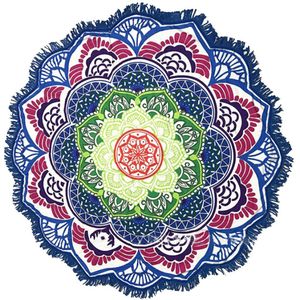 HOOMIN Kwastje Ronde Badhanddoek Multifunctionele Mandala Yoga Mat Lotus Strandlaken Deken Sjaal Tapijt 150*150 cm