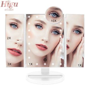Make-Up Spiegel Met Led-verlichting Touch Screen 3 Fold Verstelbare 180 Graden Flexibele Cosmetische Spiegels Usb Of Batterijen Gebruik Higu