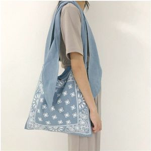 Boho Chic Brede Band Slouch Tas Vrouwen Bohemian Style Printing Messenger Bag Tiener Casual Big Size Hippie Gypsy Stof Handtas
