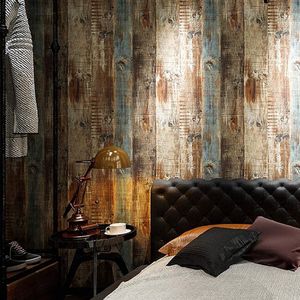 1Pc Behang Hout Zelfklevend Papier Verwijderbare Schil Film Behang Geen Oppervlakken Laat Decoratie Thuis Trace Stok Interieur E5E6