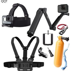 Qqt Voor Gopro Hero 7 6 5 4 3 2 1 Accessoires Borstband Hoofdband Vouwen Selfie Stok Drijfvermogen Stick Compatibel sport Camera