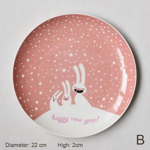 Nieuwjaarsdag Western-Stijl Diner Plaat Kerst Cartoon Bone China Handgeschilderde Keramische Ontbijt Plaat Keuken servies