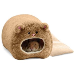 Ratten Hamster Winter Warme Opknoping Kooi Hangmat Schattige Beer Huis Met Bed Mat Voor Kleine Harige Dieren