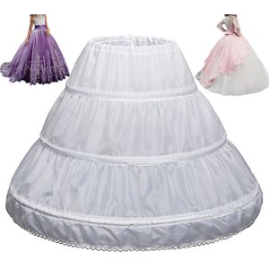 Bruiloft Onderrok Meisje Kinderen Petticoat 3 Hoops Een Layer Kids Crinoline Kant Trim Bloem Meisje Jurk Vestido De Noiva
