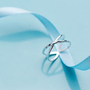 Mloveacc Echt 925 Zilveren X Vorm Kruis Open Ring Mode Gecontracteerd Eenvoudige Verstelbare Vinger Ringen Voor Vrouwen Meisjes