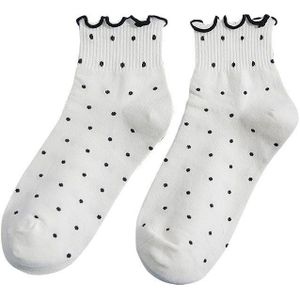 Vrouwen Sokken Rood Hart Prints Polka Dot Sokken Gestreept Wit Zwart Leuke Ruche Korte Sokken Katoen Ongedwongen Sok Dames Sox voor Meisjes