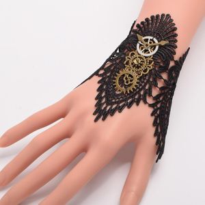 Vintage Steampunk Handschoenen Pols Manchet Gear Retro Zwart Victoriaanse Armband Kostuum Accessoires Enkele Kant Bracer Armband