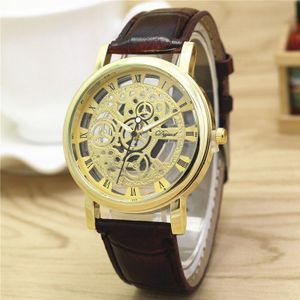 Lederen Quartz Vrouwen Horloge Hollow Out Horloge Casual Luxe Horloge Voor Vrouwen Novel Romeinse Cijfers Zegarek Damski