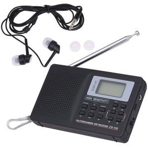 Draagbare Fm/Am/Sw Radio Multiband Digitale Stereo Radio Ontvanger Oortelefoon Uitgang Tijd Display Externe Antenne W/wekker
