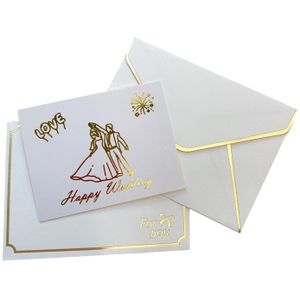 100Packs Wit Bronzing Strijken Envelop Met Card Mini Kaarten Party Bruiloft Gelukkige Verjaardag Uitnodiging 8*6Cm