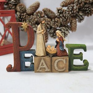 Kribbe Decoraties Geboorte Van Jezus Vader En Moeder Lmitation Houtsnede Hars Standbeeld Kerststal Set Kerst Cribs 2022