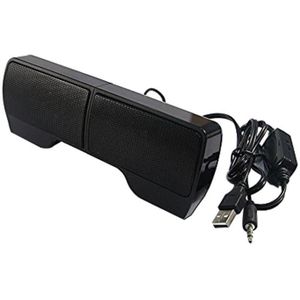 Elistooop Mini Draagbare USB Stereo Speaker Soundbar voor Notebook Laptop Mp3 Telefoon Muziekspeler Computer PC met Clip Black