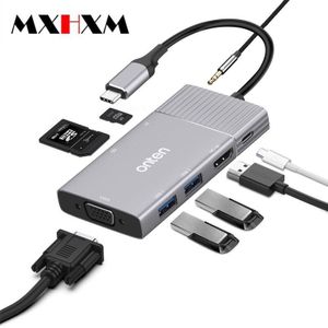 Mxhxm USB-C Naar Hdmi 4K Vga Hub Sdtf Kaartlezer 8-Poort Uitbreiding TYPE-C 8 In 1 Docking station