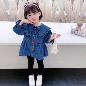 Spring Autumn Kids Casual Jacket Top Girls Doll Collar Jean Coats Little Girls Denim Outerwear children&#39;s Costume 1-6Y