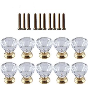 10 Pcs Crystal Glazen Deur Handvat Ladekast Meubelen Keuken Handvat Diamant Dressing Tafel Knop