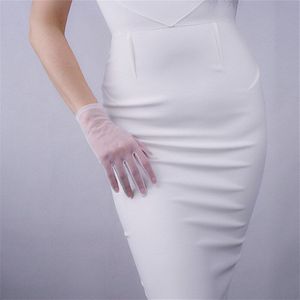 Mesh Garen Handschoenen 20 Cm Korte Stijl Kant Dunne Gaas Witte Schoonheid Vintage Avond Vestido De Noche Touch Functie Vrouwelijke WWS03
