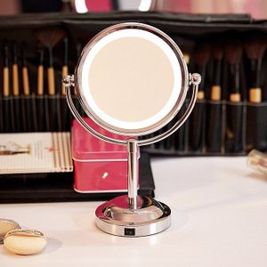 6 inch Led Professionele Make-Up Spiegel Met Led Licht Gebruik 3 stks AA Batterij Draagbare Spiegel Tafel Stand Vergrootglas Spiegel