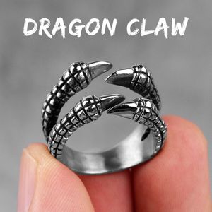 Roestvrij Staal Mannen Ringen Dragon Claw Persoonlijkheid Punk Rock Hip Hop Voor Biker Mannelijke Vriendje Sieraden Creativiteit