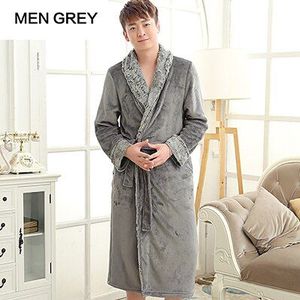 Mode Heren Luxe Bont Zachte Zijde Flanel Extra Lange Badjas Mannen Kimono Badjas Liefhebbers Warme Kamerjas Mannelijke nachtjapon