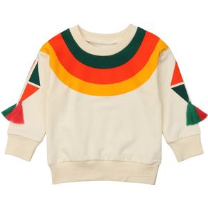 1-6Y Peuter Baby Meisjes Jongens Causale Mooie Sweater Uitloper Tops Lange Mouw Trui Rainbow Tassel Warme Kleding 1-6Y