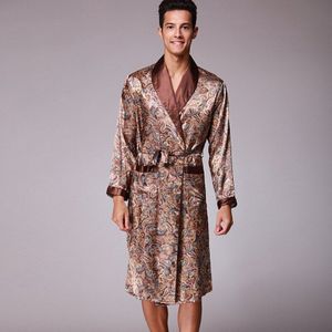 Zomer Mannen Luxe Paisley Patroon Badjas Kimono Robes Faux Zijde Mannelijke Nachtkleding Nachtkleding Mannelijke Satijnen Badjas