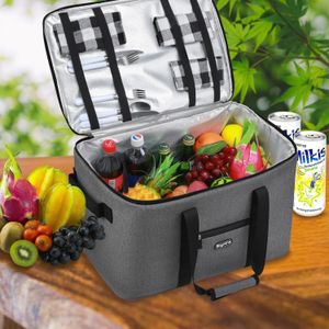 Bagmine Koeltas Gekoelde Lunchbox Draagtas Volwassen Geïsoleerde Dubbele Dek Koeler voor Outdoor Picknick Camping Werk Case