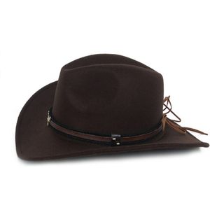 Metalen koe hoofd western cowboy hoed herfst en winter wollen jazz hoed vilten hoed mannen en vrouwen hoed